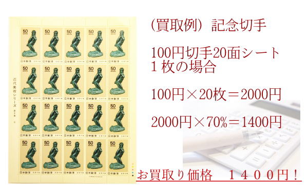 記念切手シートの買取価格の計算例